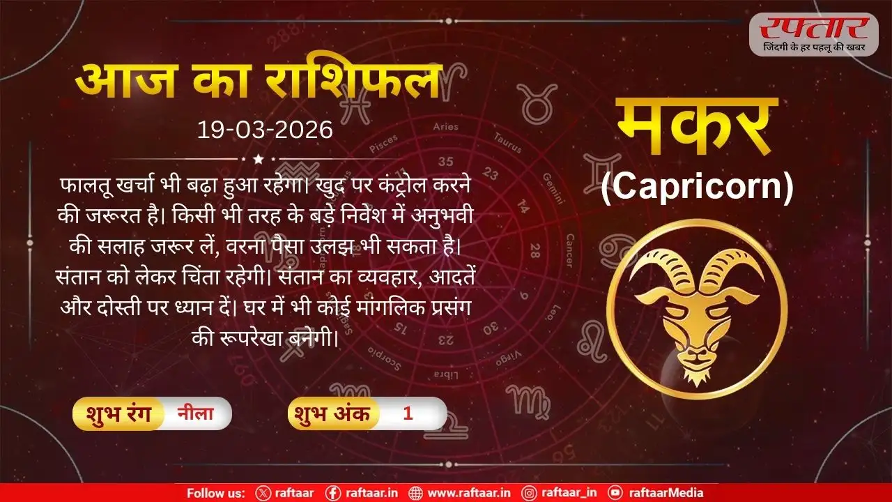 Astro Today 19 March 2026: मकर राशि- खर्चा भी बढ़ा हुआ रहेगा, संतान को लेकर चिंता रहेगी