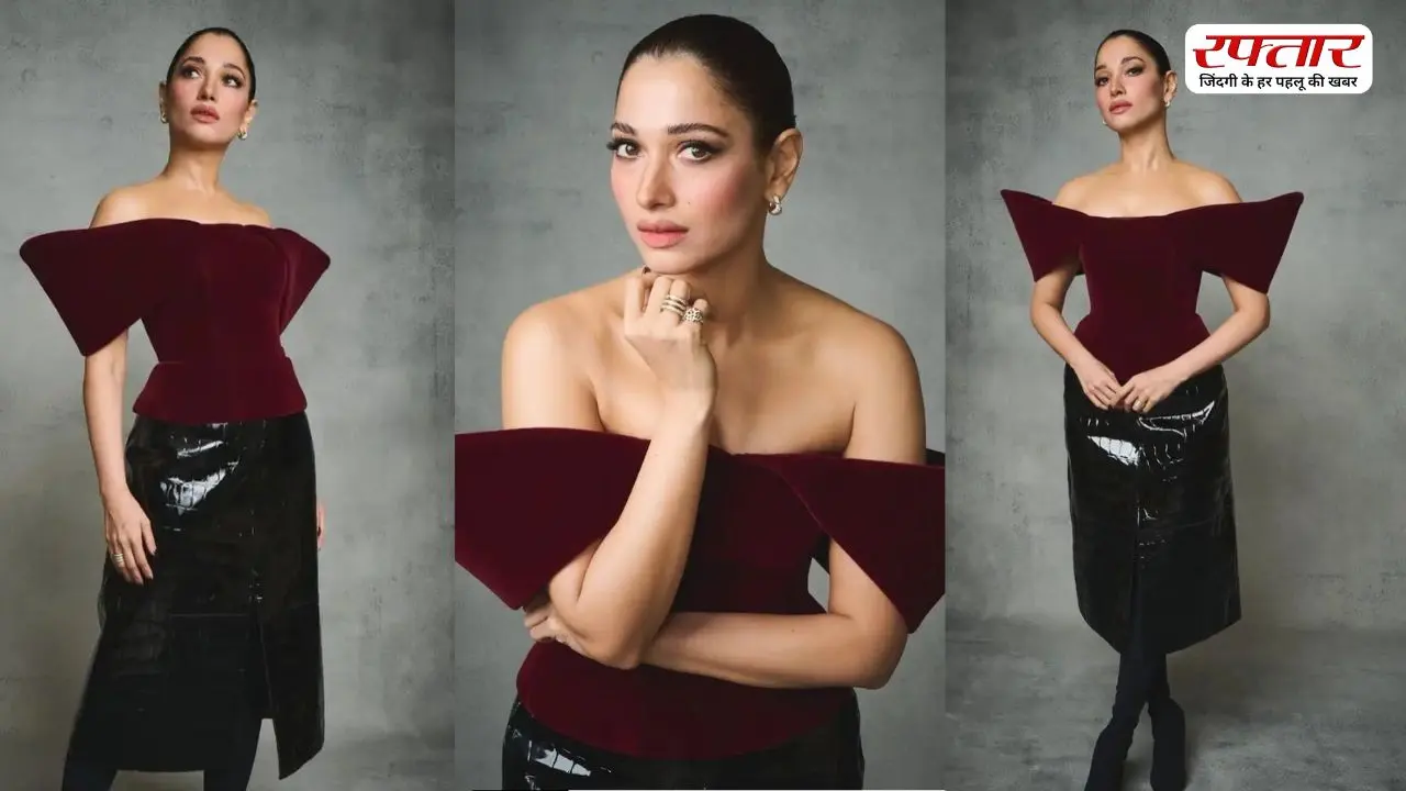 Tamannaah Bhatia ने रेड वेलवेट डीपनेक ड्रेस में मचाई सनसनी, तस्वीरें देख फैंस के उड़े होश
