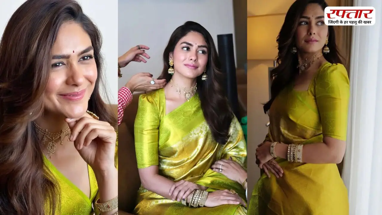 ग्रीन Silk साड़ी में Mrunal Thakur ने ढाया कहर, वायरल हुई तस्वीरें