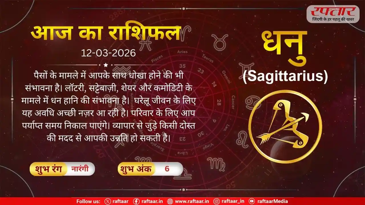 Astro Today: 12 March 2026: धनु राशि-यादगार ट्रिप पर आप जा सकते हैं, आपके साथ धोखा होने की भी संभावना है