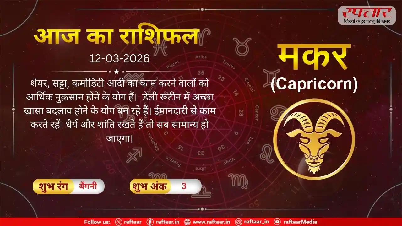 Astro Today 12 March 2026: मकर राशि- यह समय आपके लिए शुभ रहेगा, आर्थिक नुक़सान होने के योग हैं